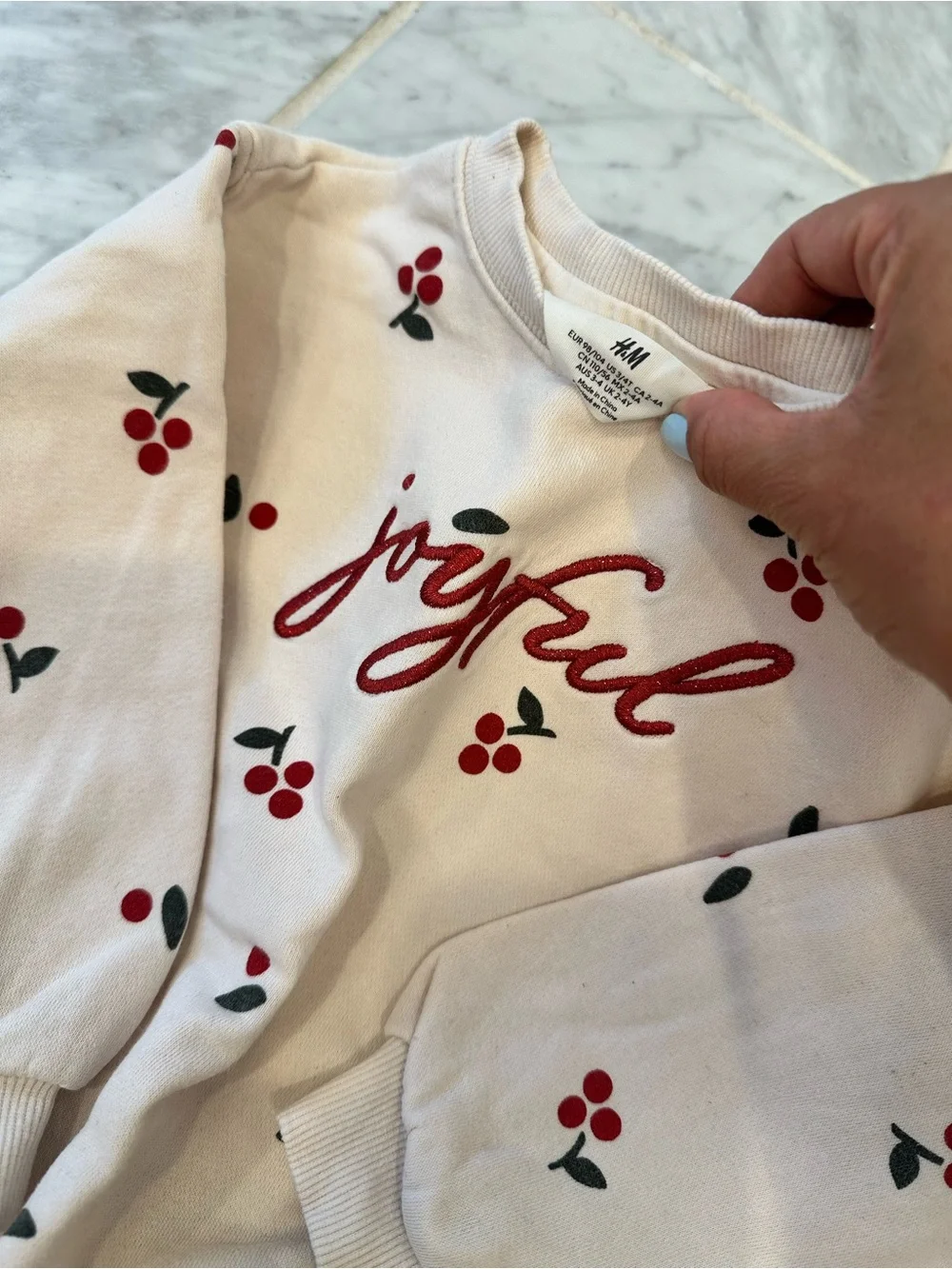 Cream Cherry-Print Girls Outfit Set